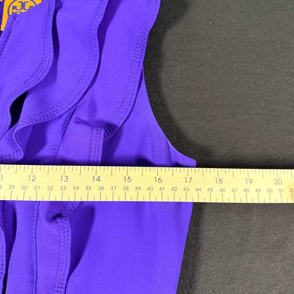 Tory Burch Purple Ruffle Pintuck Sleeveless Sheath Dress Size 6 - Picture 11 of 12